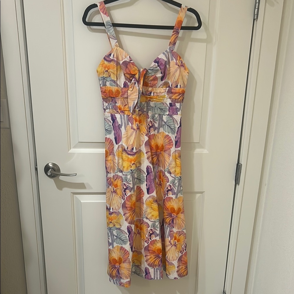 Floral Tie-Front Sundress in Yellow & Purple